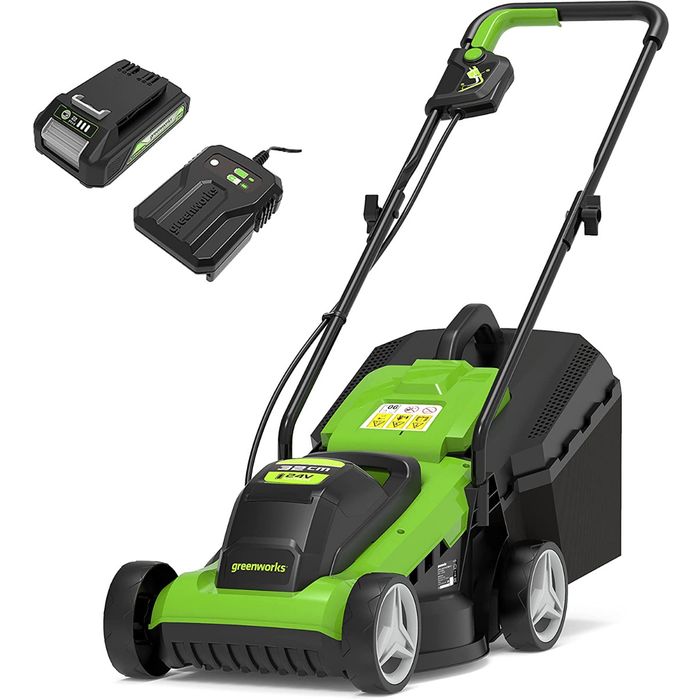 Greenworks Kosiarka akumulatorowa do trawy 32 cm G24LM32K2 24V + Akumulator 2 Ah + Ładowarka (GR 2509607VA) 