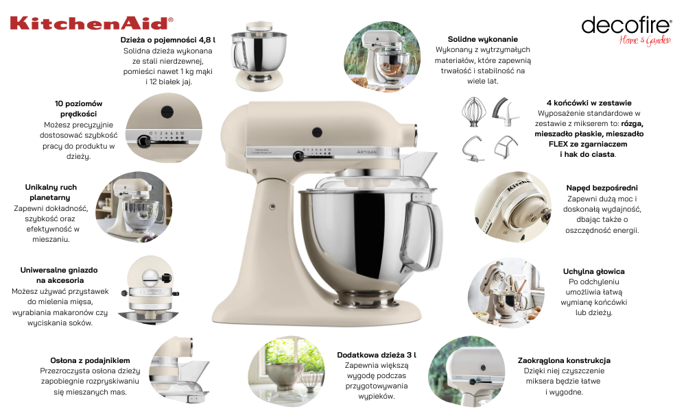 Mikser Artisan 5 Fresh Linen 4,8 l KitchenAid