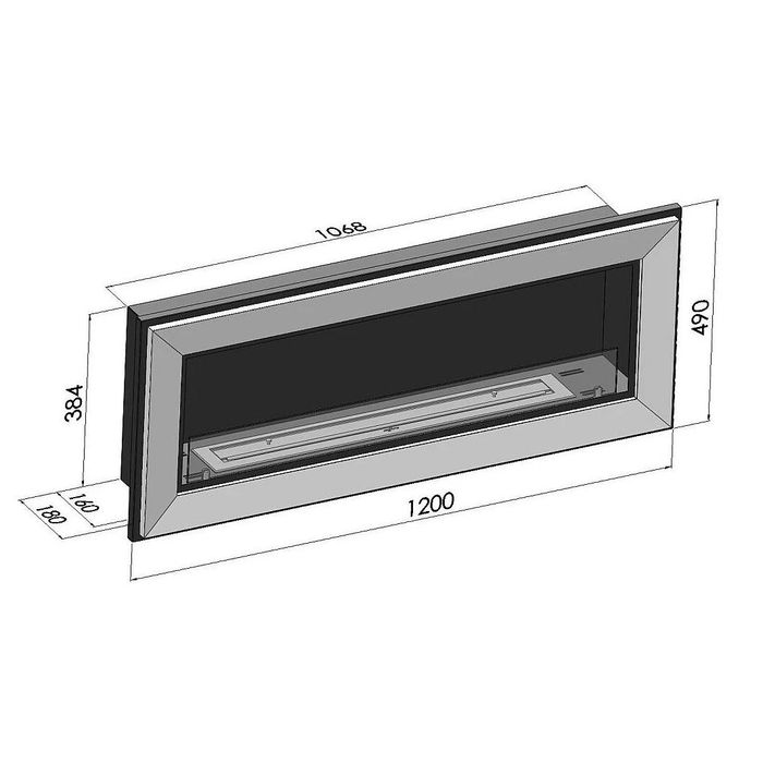 Biokominek Simple Fire FRAME 1200 czarny mat 1200x490 mm