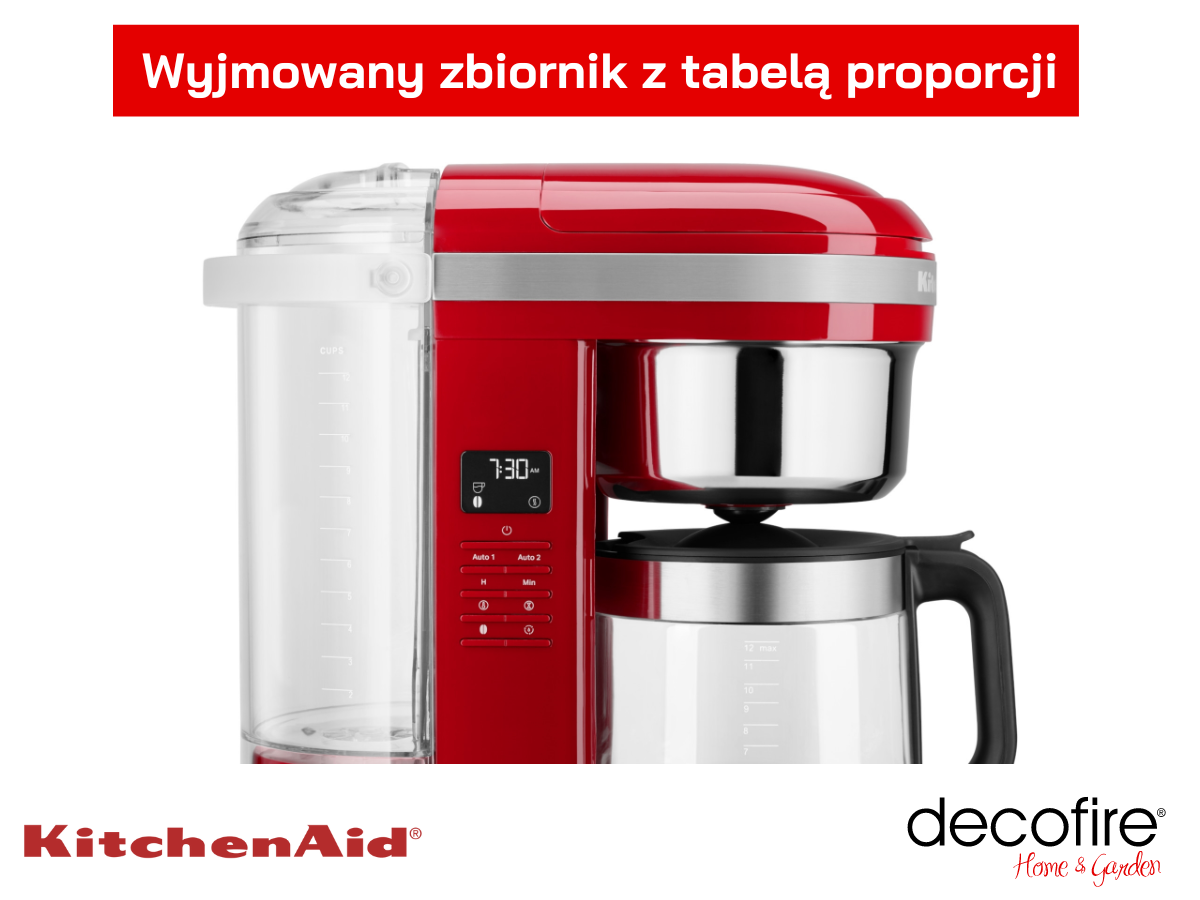 Wyjmowany zbiornik na wodę w ekspresie przelewowym Spiral Empire Red KitchenAid.
