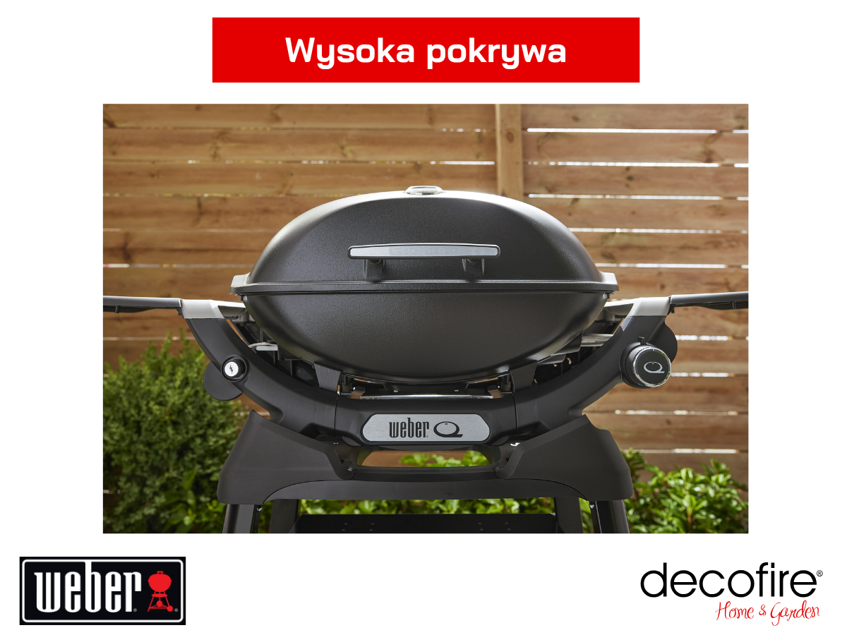 Grill gazowy Weber Q 2200N ze stolikami bocznymi i kompaktowym stojakiem – wysoka pokrywa