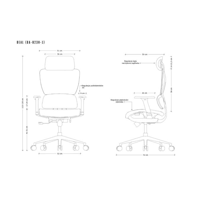 UNIQUE fotel biurowy Deal (GA-023H-1) siatka / tkanina