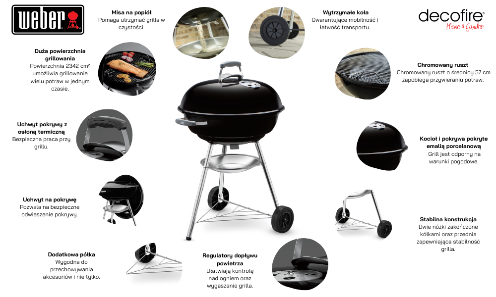 Grill węglowy Weber Compact Kettle 57 cm 