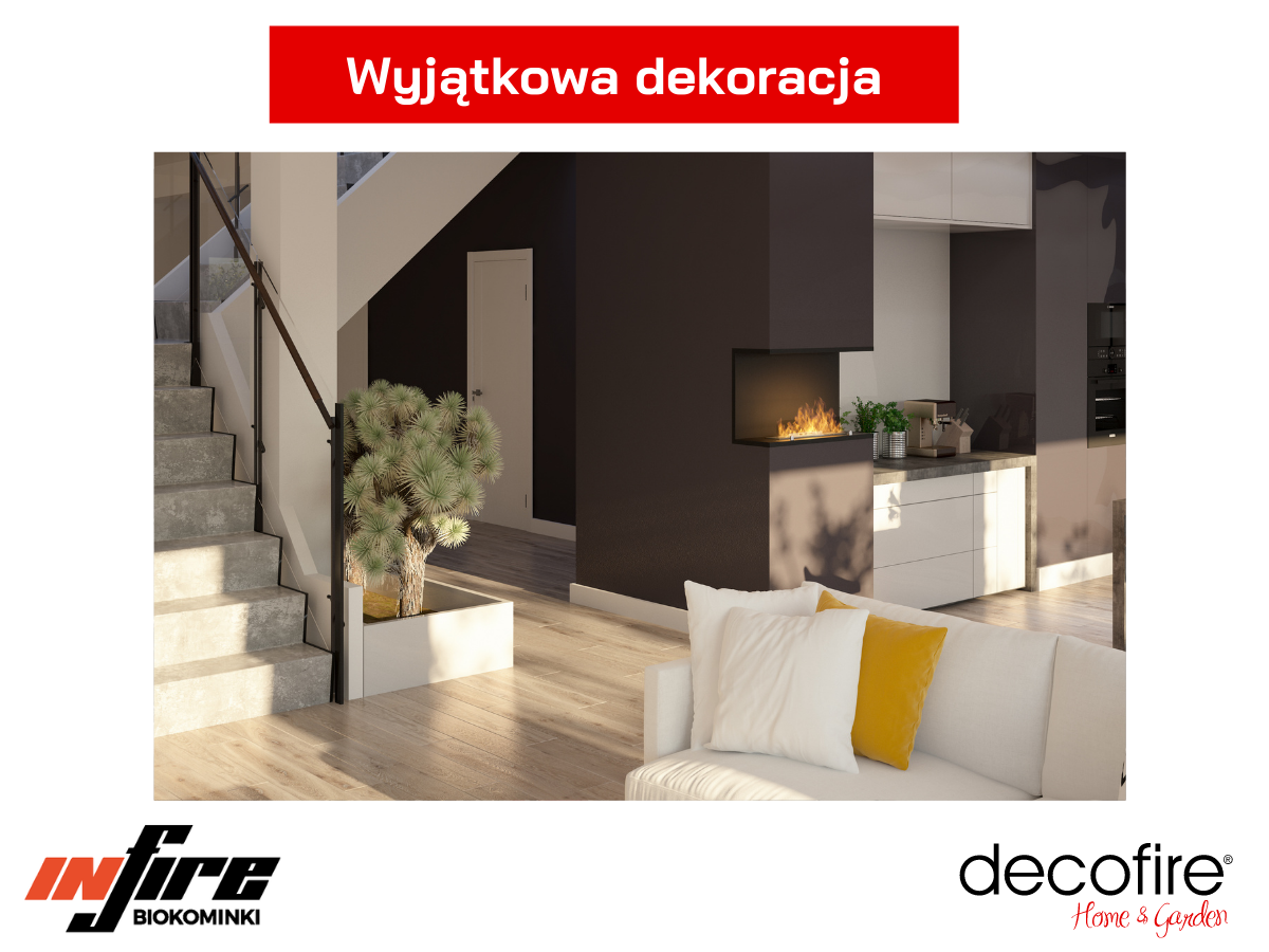 Dekoracja wnętrza z biokominkiem Infire INSIDE C800 Vers2