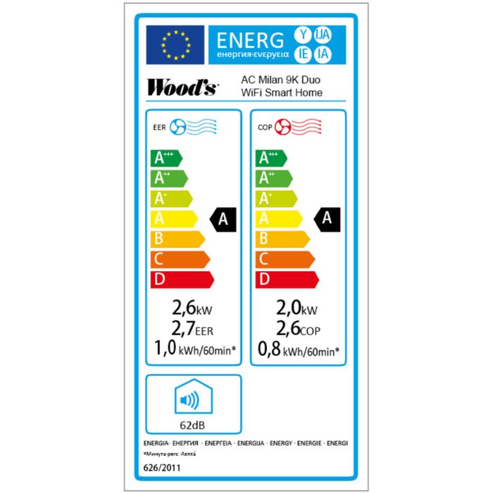 Wood's Klimatyzator przenośny Milan 9K WiFi DUO z funkcją grzania