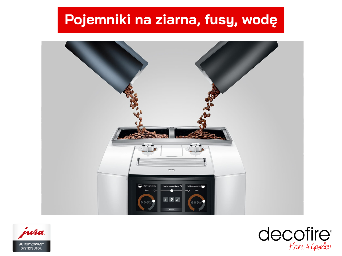 Ekspres do kawy Jura J8 twin Diamond White (EA) z dwoma pojemnikami na ziarna
