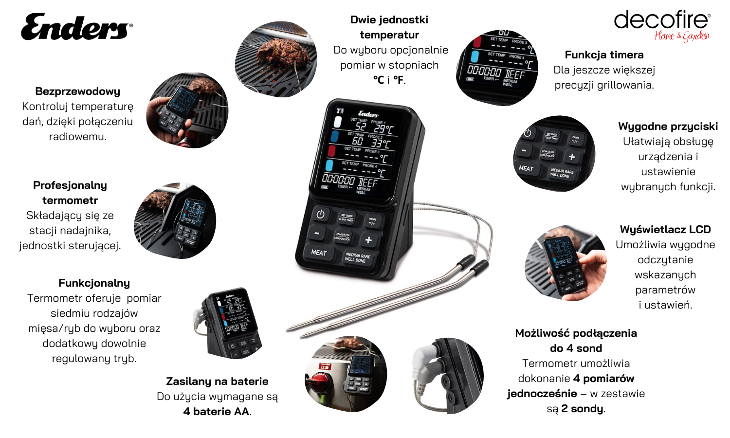 Bezprzewodowy termometr LCD Enders (8793)