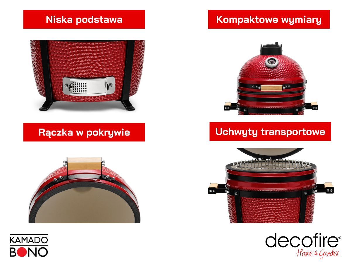 Dodatkowe udogodnienia w ceramicznym grillu węglowym Kamado Bono Minimo 15" 40 cm red