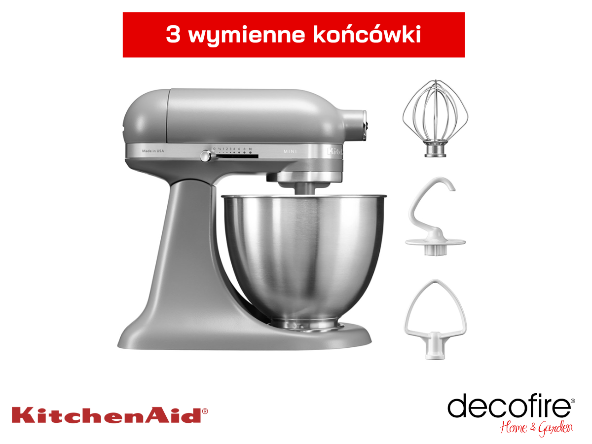 Mikser Mini Empire Red 3,3 l KitchenAid z 3 wymiennymi końcówkami w zestawie