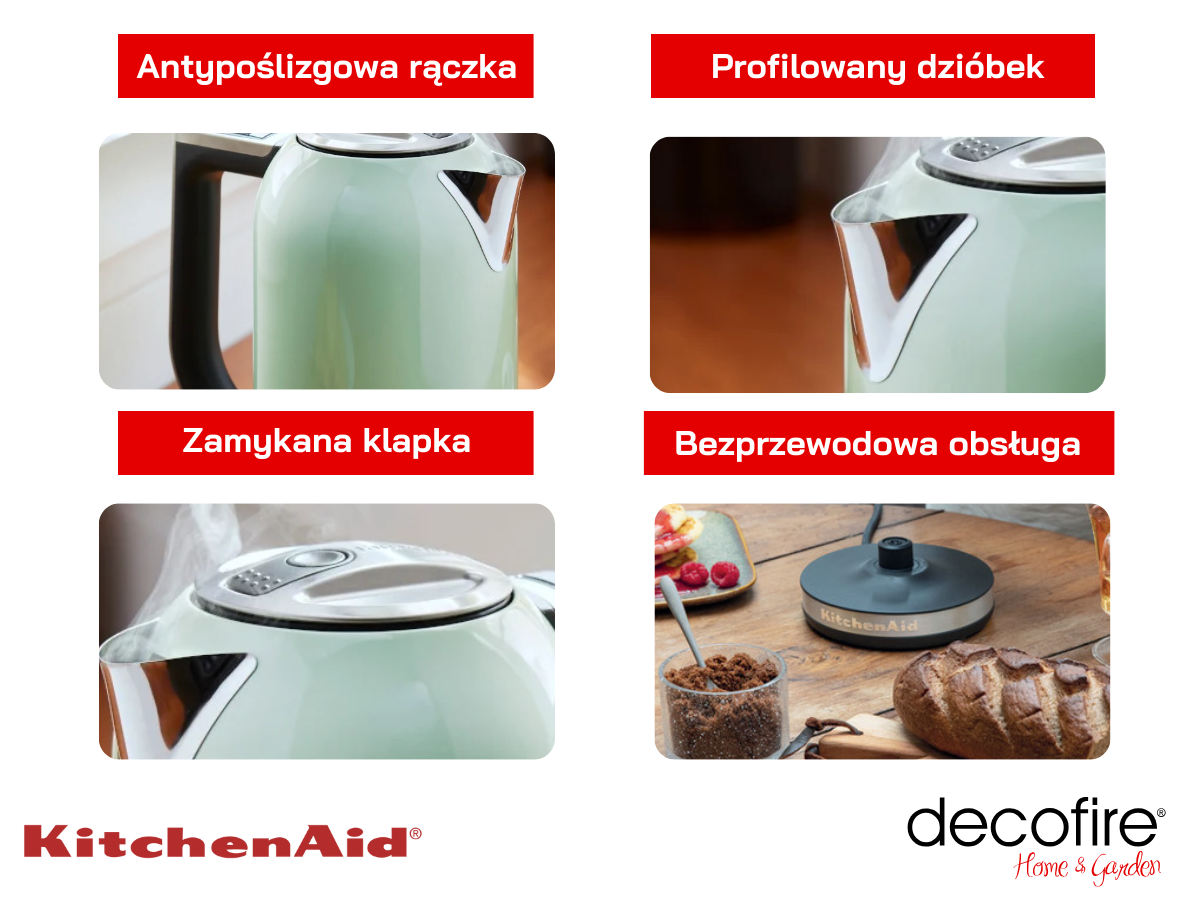 Dodatkowe udogodnienia w czajniku 1,7 l Pistachio KitchenAid