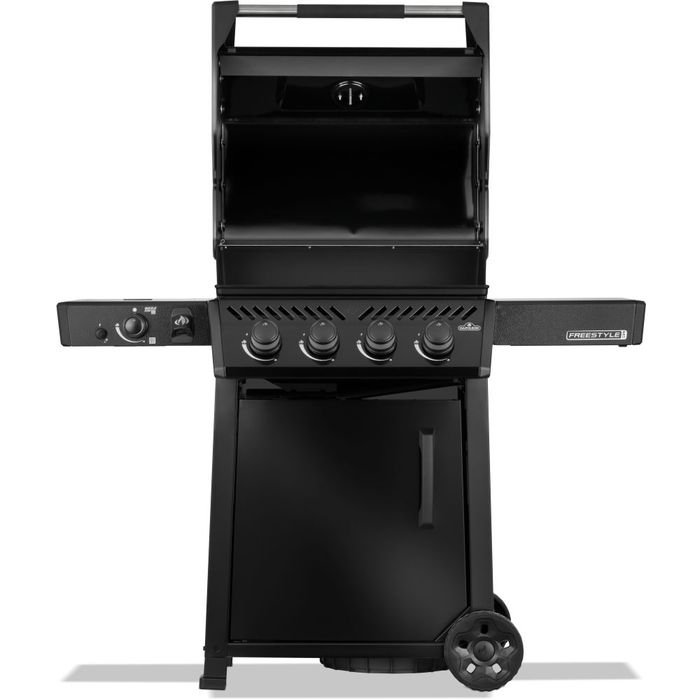 Grill gazowy Napoleon Freestyle PRO 425 z palnikiem bocznym na podczerwień z podniesioną pokrywą