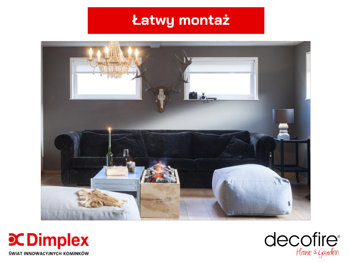 Dimplex kaseta kominkowa z polanami 500 R 3D LED Opti-myst – łatwy montaż