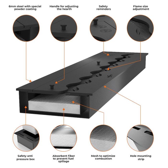 Palnik do zabudowy Infire Black Burner 1500 Slim Line