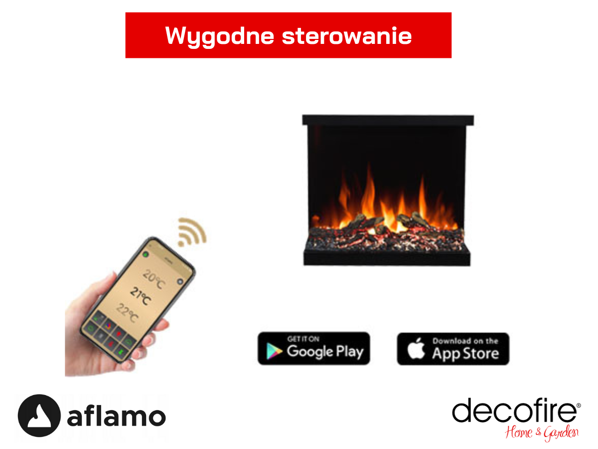 Wygodne sterowanie w kominku Aflamo LED 60 NH