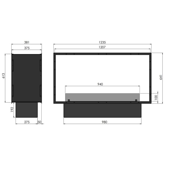 Biokominek do zabudowy Infire Etronic 2SIDE 1200