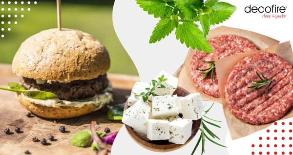 Burgery wołowe z sosem miętowo-majonezowym, szpinakiem i serem feta