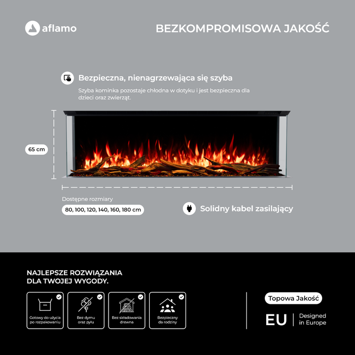 Aflamo kominek elektryczny Superb 3D ścienny, do zabudowy