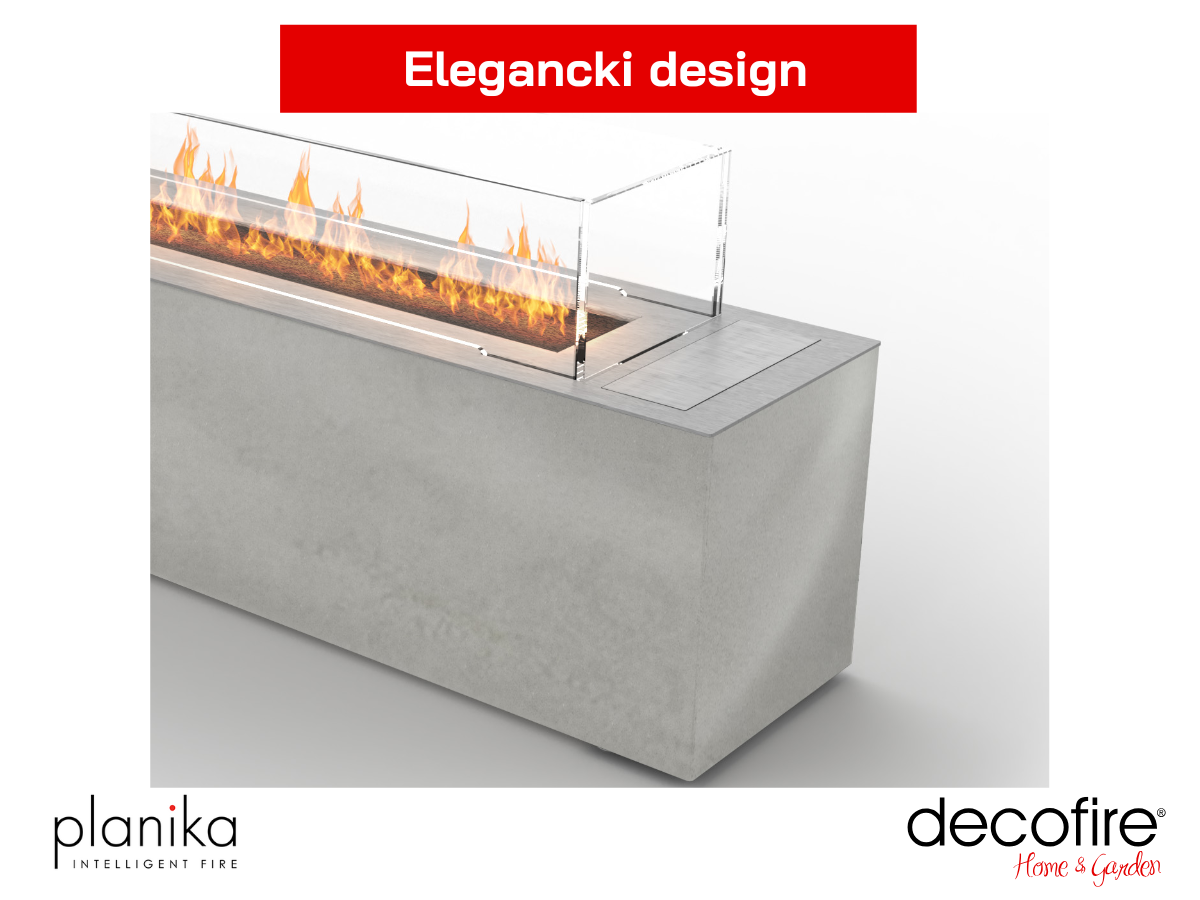 Elegancki design kominka Cabo Kreta Planika