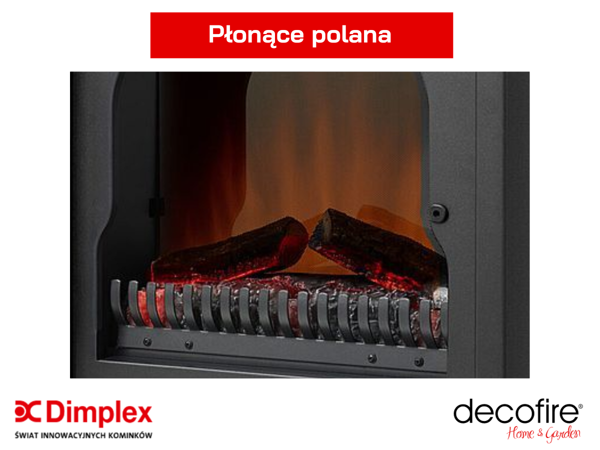 Płonące polana w kominku elektrycznym Dimplex Lucia