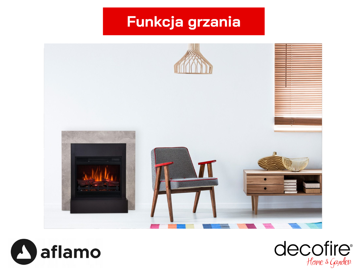 Kominek elektryczny Aflamo Simple LED 3D z funkcją grzania