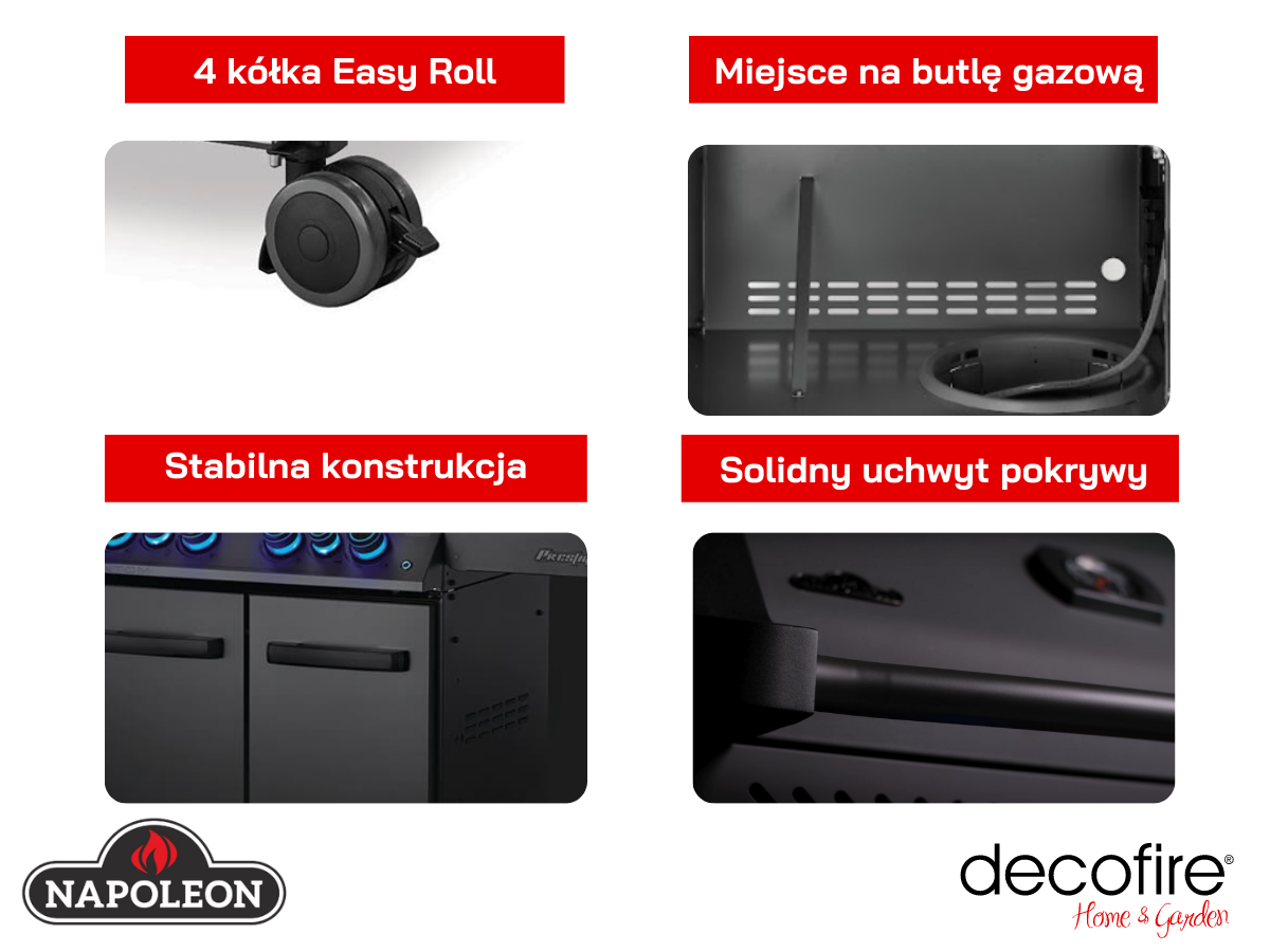 Dodatkowe udogodnienia w grillu gazowym Napoleon Prestige P500-3 RSIB mat black