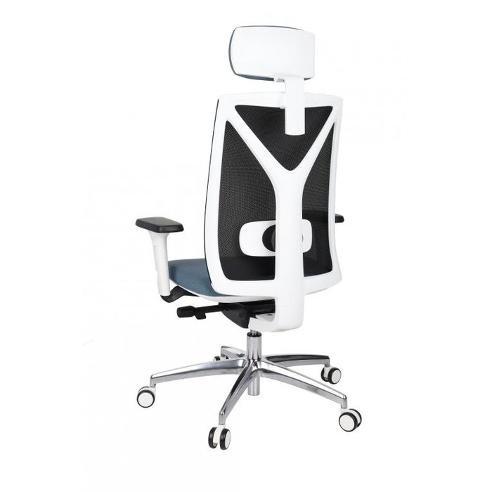 Fotel biurowy Grospol Valio WS HD chrome white tkanina Cura - 8 kolorów