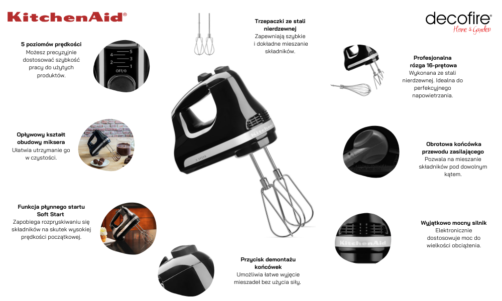 Mikser 5-biegowy ręczny Classic Onyx Blach KitchenAid
