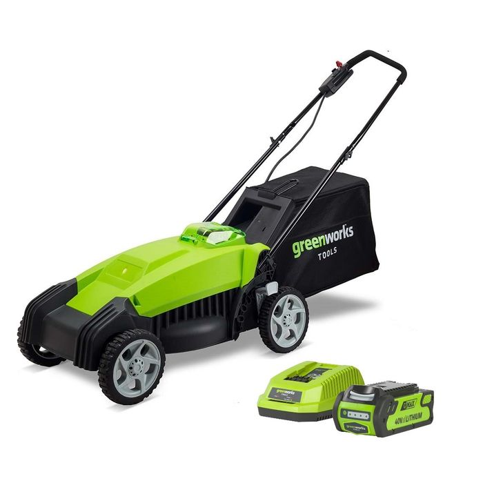 Zestaw GreenWorks Akumulatorowa Kosiarka 35 cm 3w1 G-MAX 40 V + Bateria 2 Ah + Ładowarka (2500067VA)