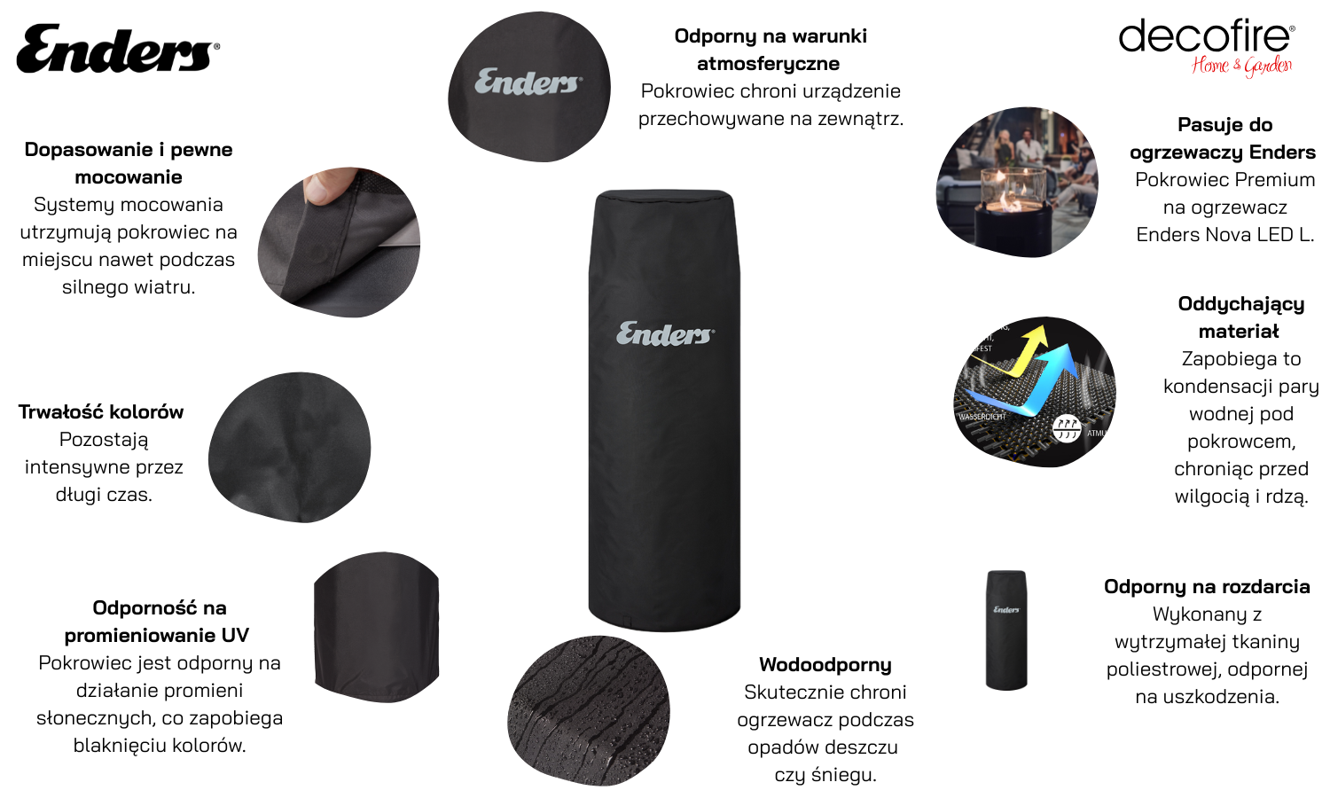 Pokrowiec do kominka Enders Nova LED L Black