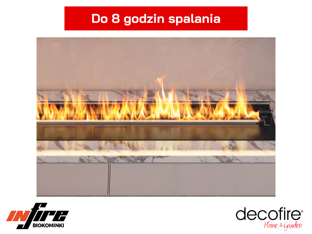 Długi czas pracy biokominka do zabudowy Infire Etronic Burner 1700