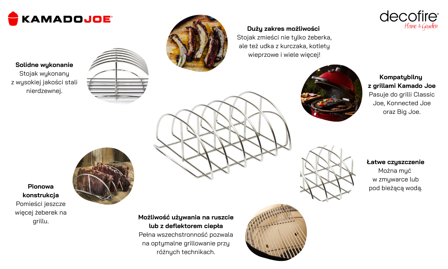 Stojak na żeberka ze stali nierdzewnej Kamado Joe