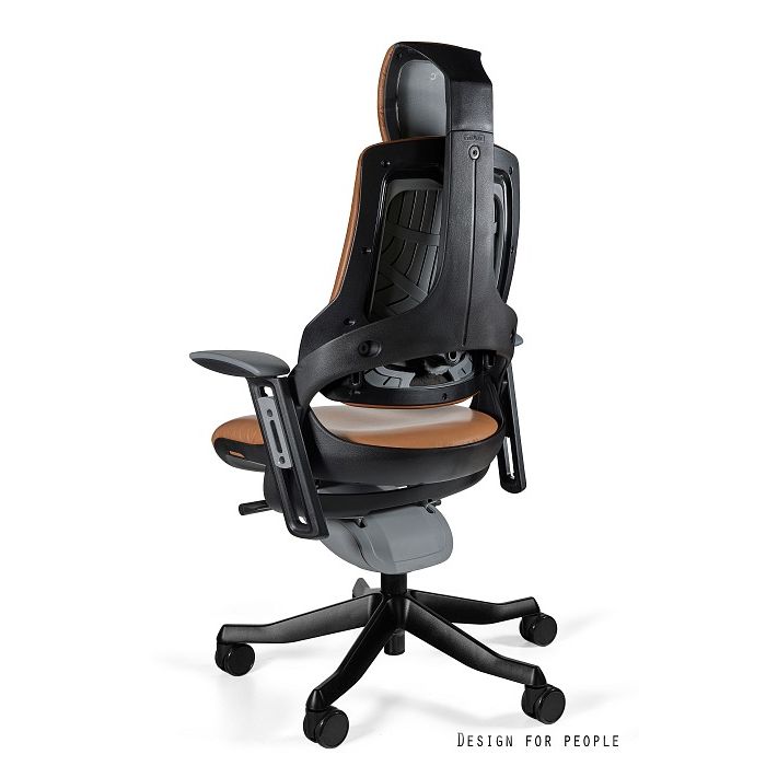UNIQUE Fotel biurowy WAU czarny, skóra naturalna różne kolory (W-609-B-FL) tył