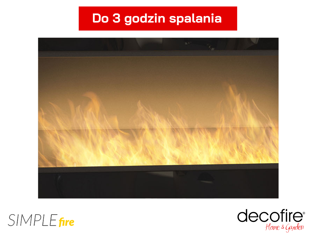 Do 3 godzin spalania w biokominku Simple Fire FRAME 1500 