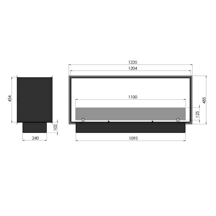 Biokominek do zabudowy Infire 2Side 1200 Slim Slim Line