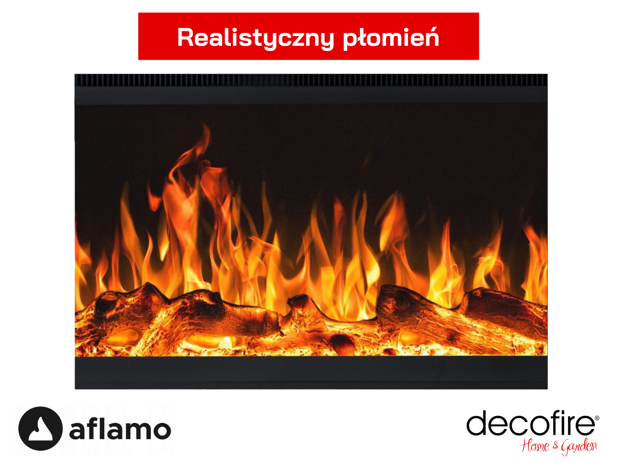 Realistyczny płomień w kominku elektrycznym Aflamo Royal