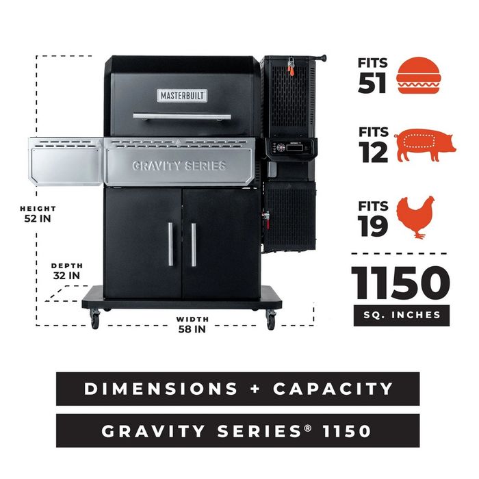 Gravity Series 1150 cyfrowy grill węglowy + wędzarnia Masterbuilt