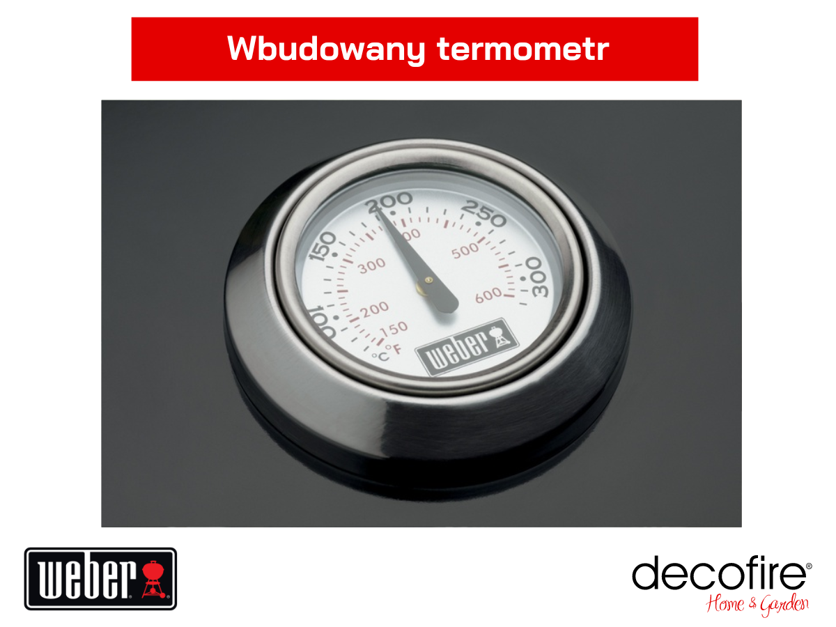 Wbudowany w pokrywę termometr.