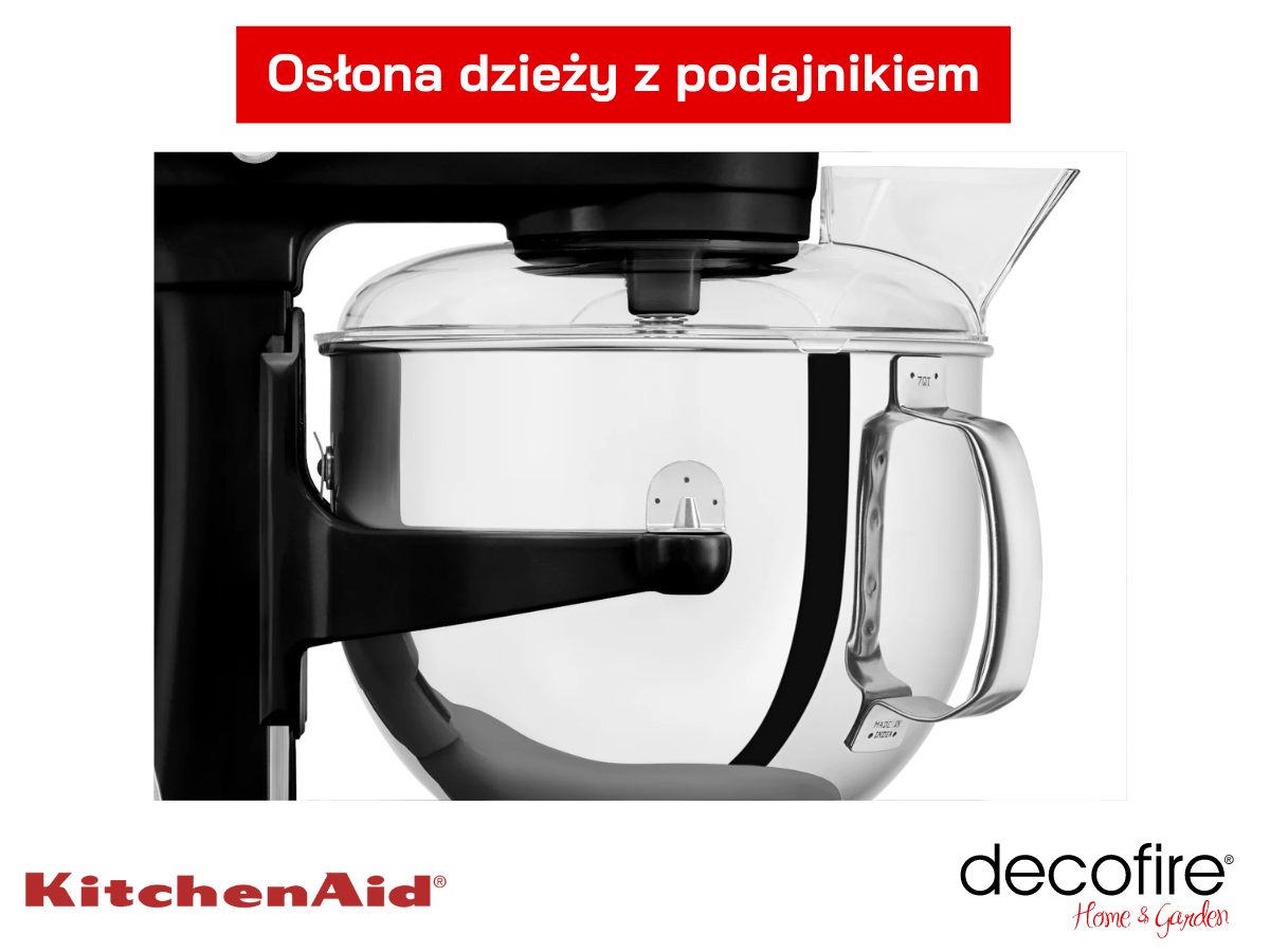 Mikser Artisan 7 Onyx Black i osłona dzieży z podajnikiem.