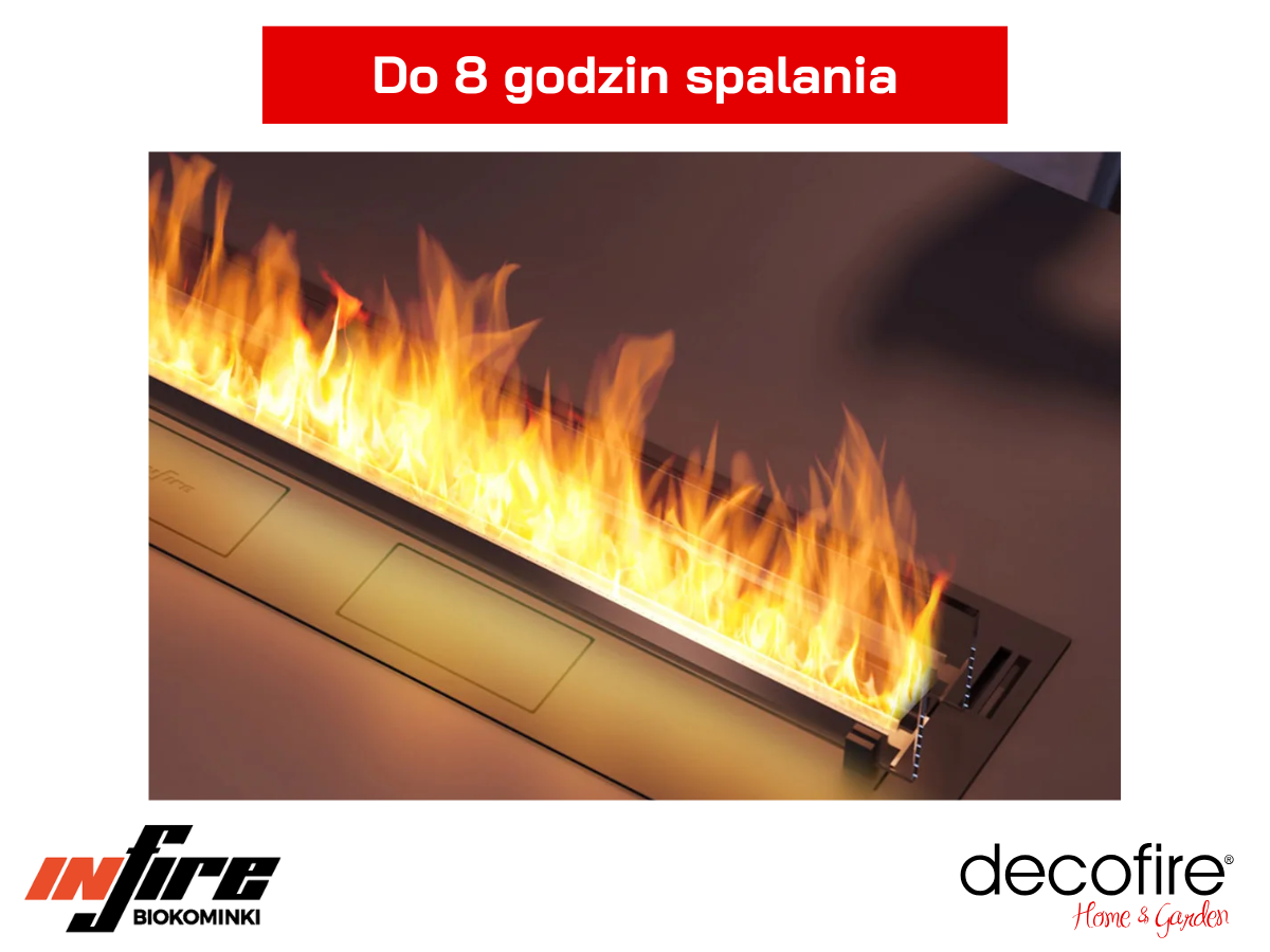 Długi czas pracy biokominka do zabudowy Infire Etronic Burner 1200