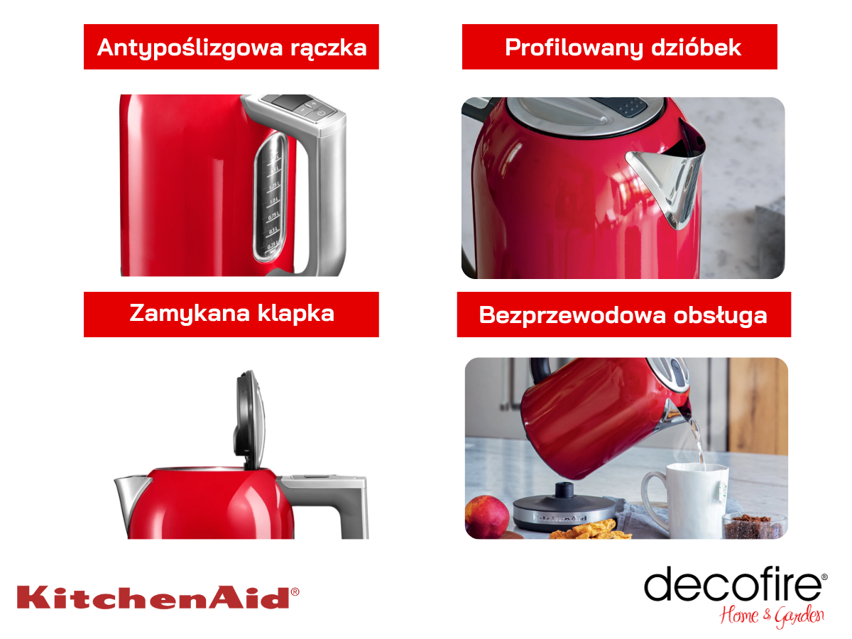Dodatkowe udogodnienia w czajniku 1,7 l Empire Red KitchenAid