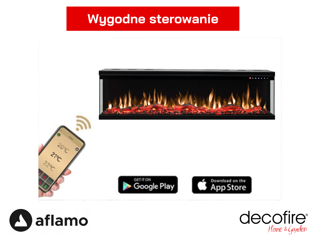 Kominek elektryczny Aflamo Unique wygodne sterowanie