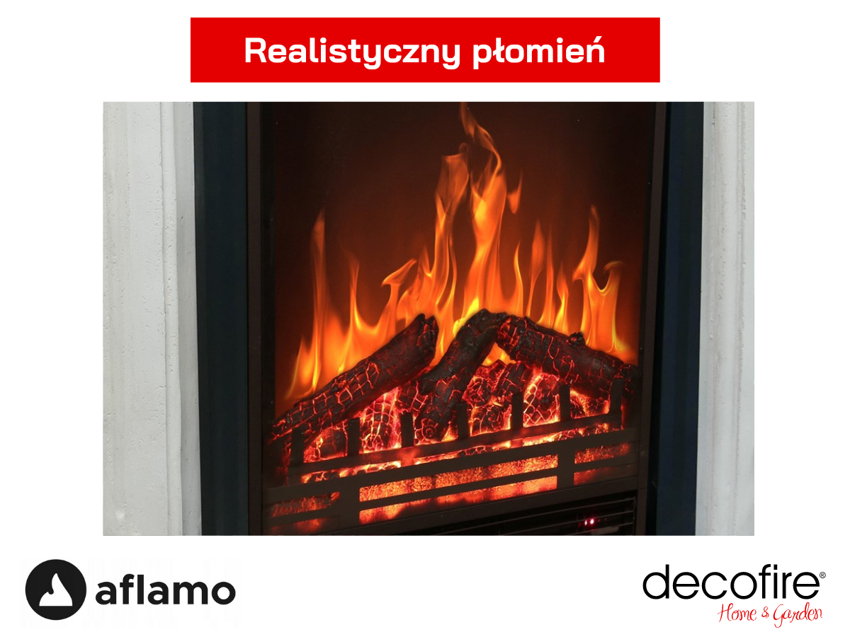 Kominek elektryczny Aflamo Palas generujący realsityczną imitację ognia