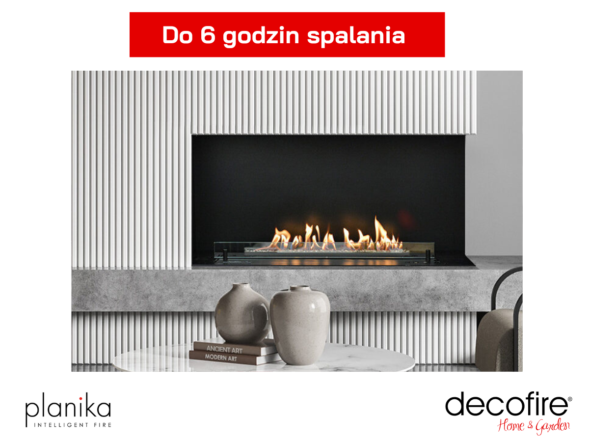 Do 6 godizn spalania w biokominku Neo 750 Fireplace Planika