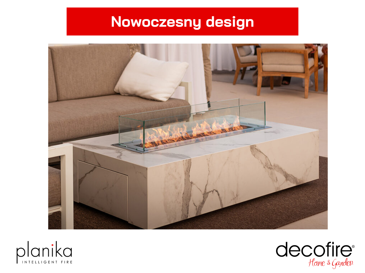 Nowoczesny design – kominek gazowy z funkcją stolika
