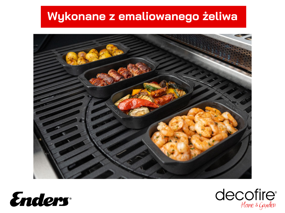Cztery żeliwne brytfanny Enders wykonane z emaliowanego żeliwa