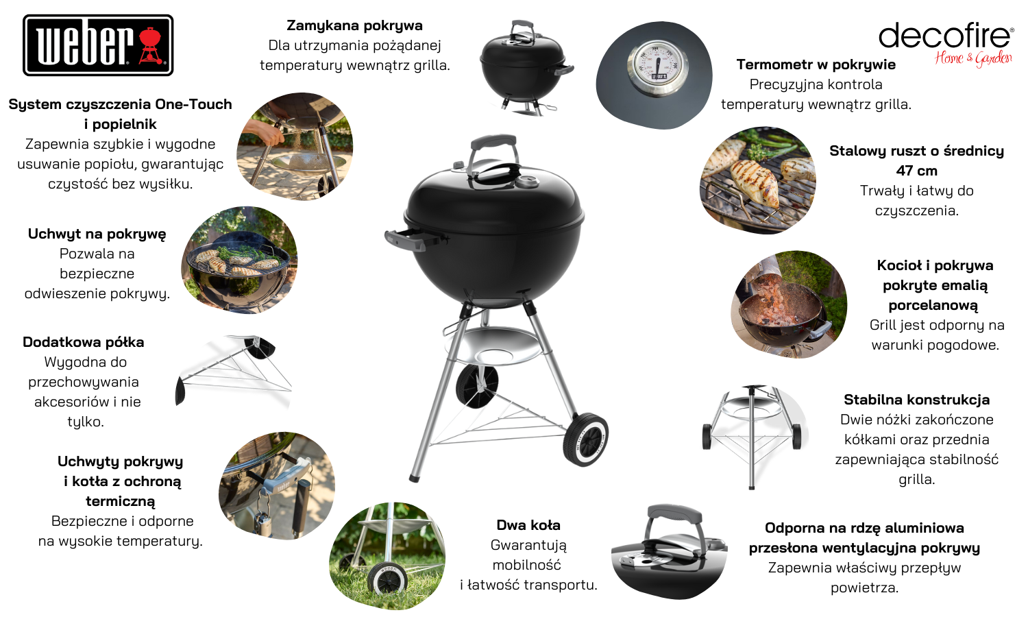 Grill węglowy Weber Original Kettle 47 cm cechy