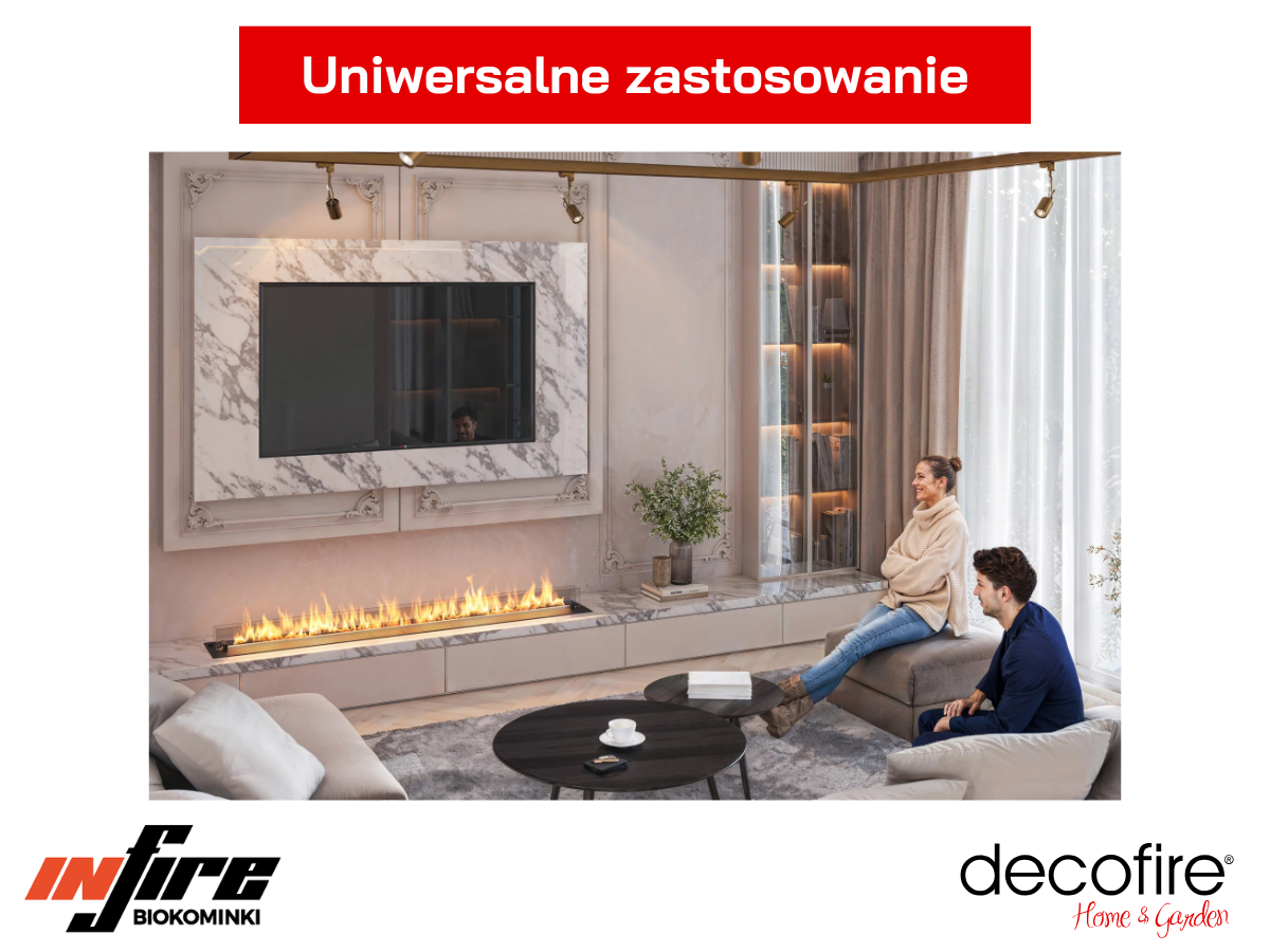 Biokominek do zabudowy Infire Etronic Burner 1700 aranżacja w salonie