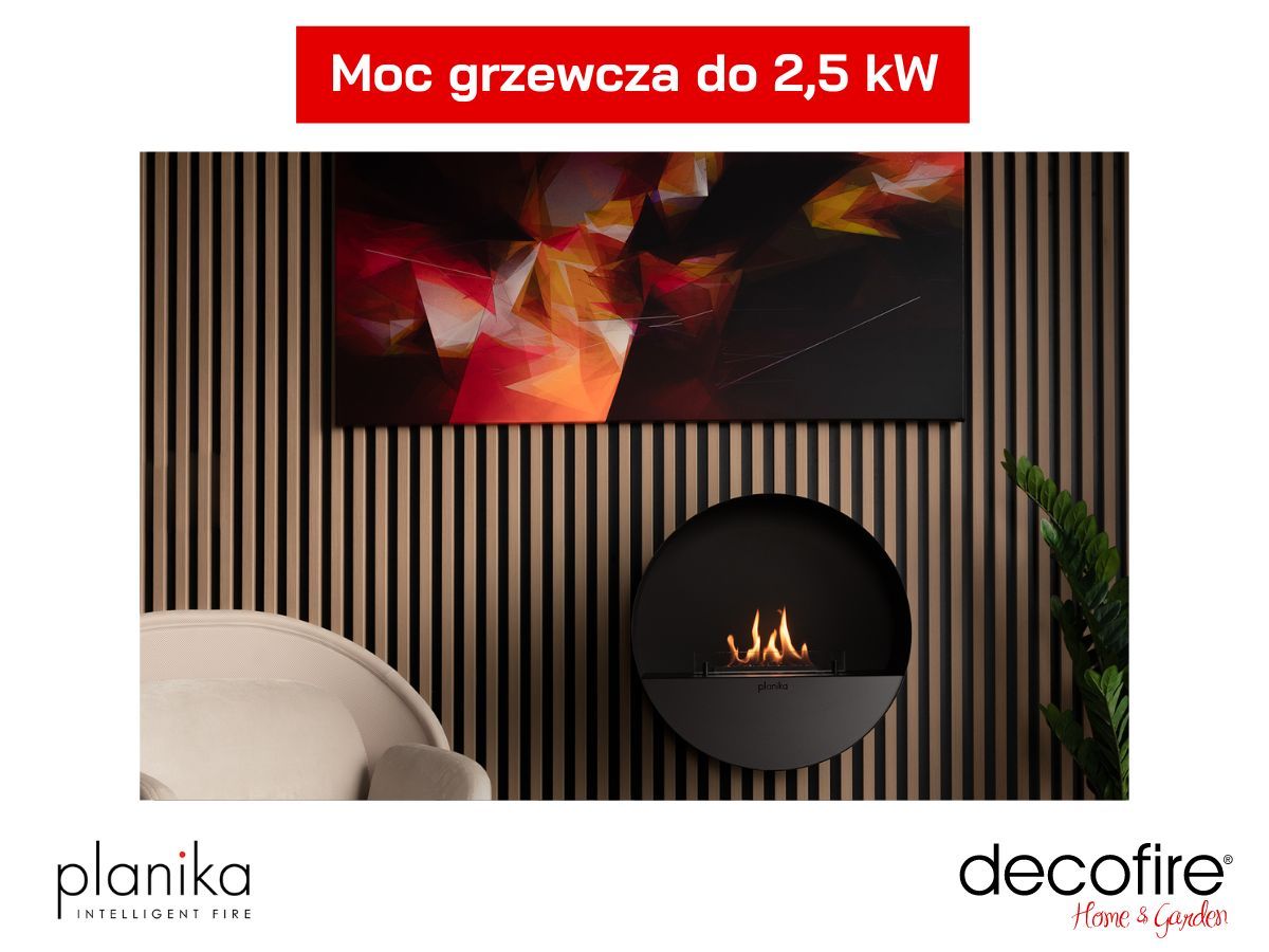 Biokominek Bubble Wall Planika moc grzewcza