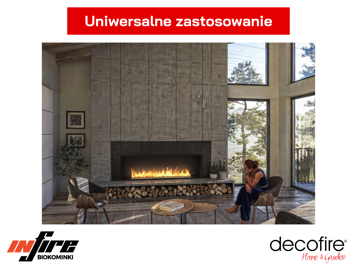 Biokominek do zabudowy Infire Etronic Inside 1800 aranżacja w salonie