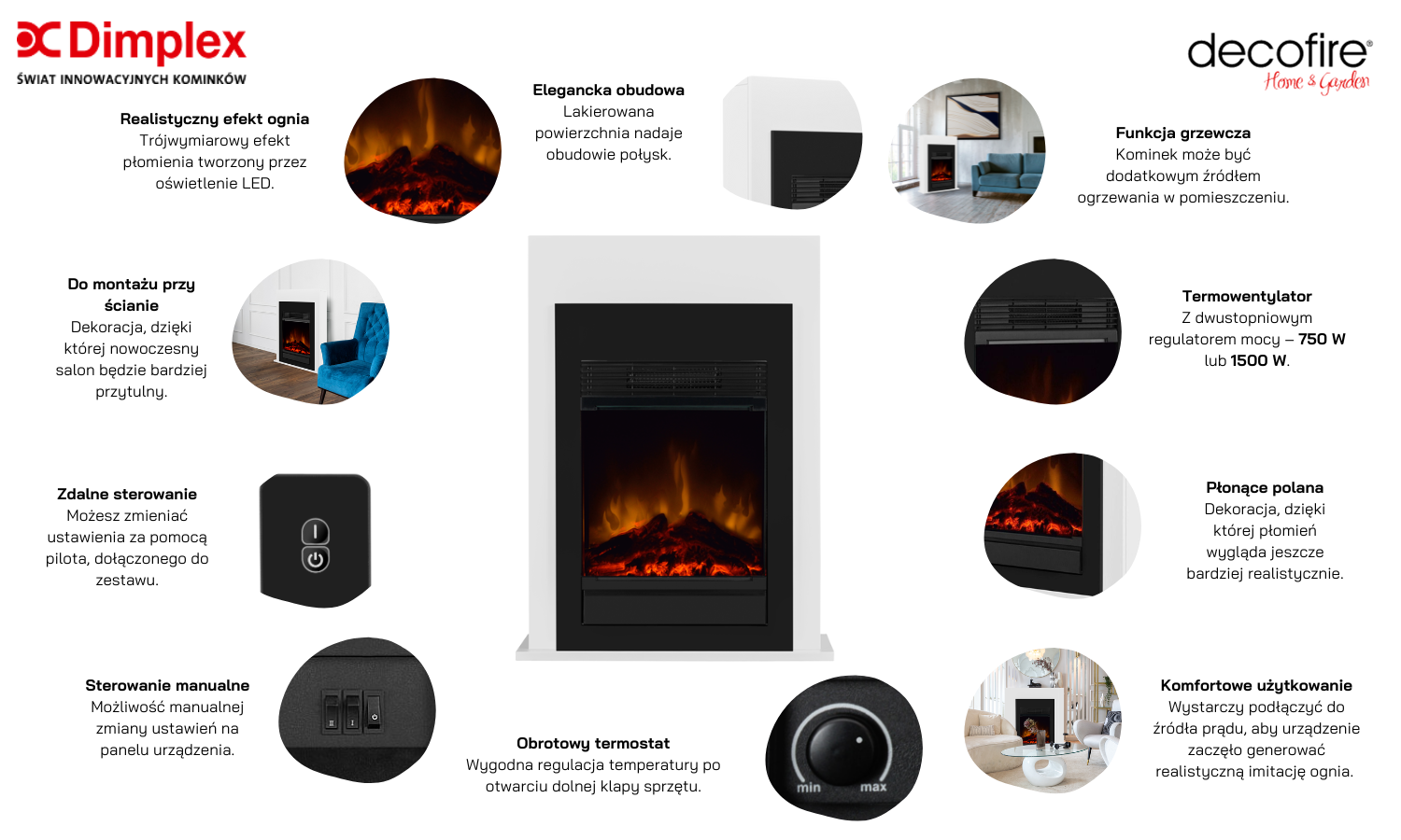 Dimplex kominek elektryczny Bellini czarny ECO LED